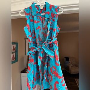 Crewcuts Blue and Red Lobster Print Kids Casual Dress